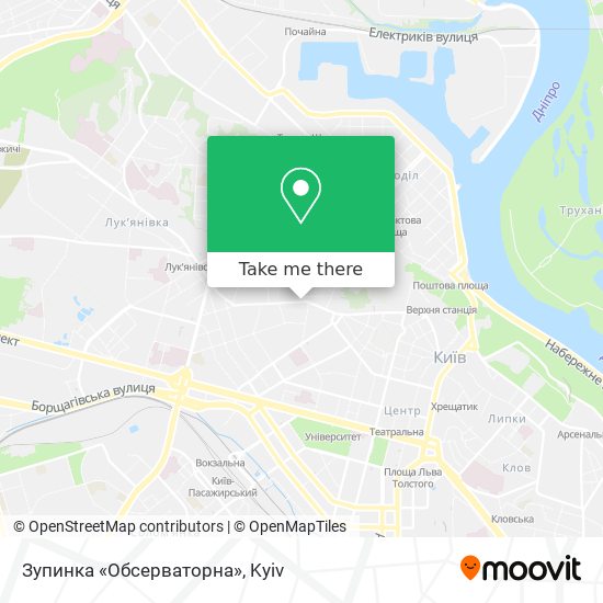 Карта Зупинка «Обсерваторна»