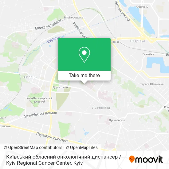 Карта Київський обласний онкологічний диспансер / Kyiv Regional Cancer Center