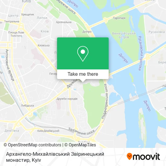 Карта Архангело-Михайлівський Звіринецький монастир