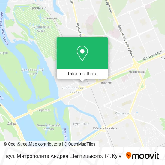 Карта вул. Митрополита Андрея Шептицького, 14
