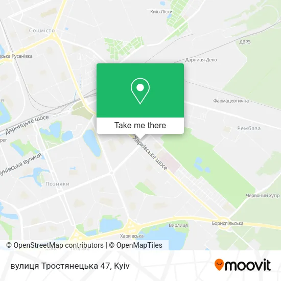 Карта вулиця Тростянецька 47