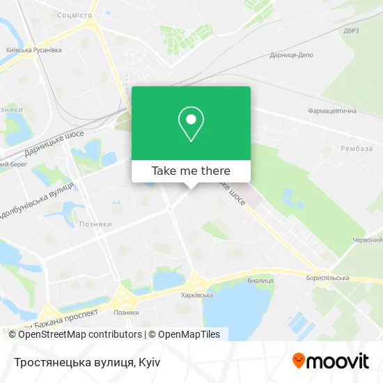 Карта Тростянецька вулиця