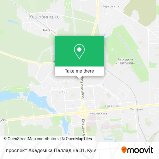 Карта проспект Академіка Палладіна 31