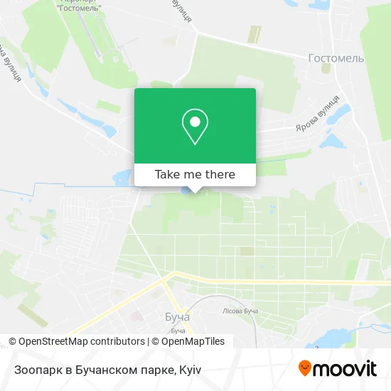 Зоопарк в Бучанском парке map