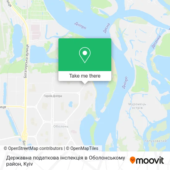 Карта Державна податкова інспекція в Оболонському район
