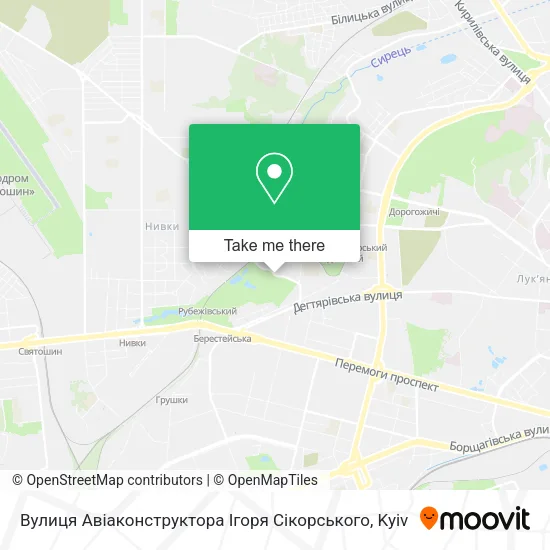 Карта Вулиця Авіаконструктора Ігоря Сікорського