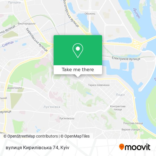 Карта вулиця Кирилівська 74