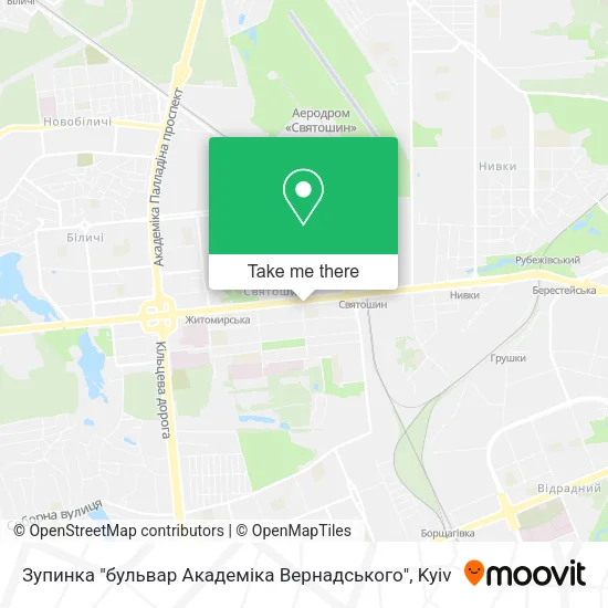 Карта Зупинка "бульвар Академіка Вернадського"