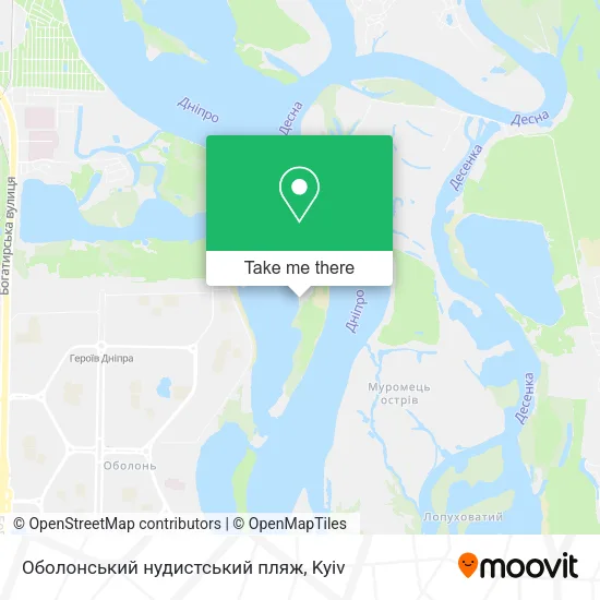 Карта Оболонський нудистський пляж