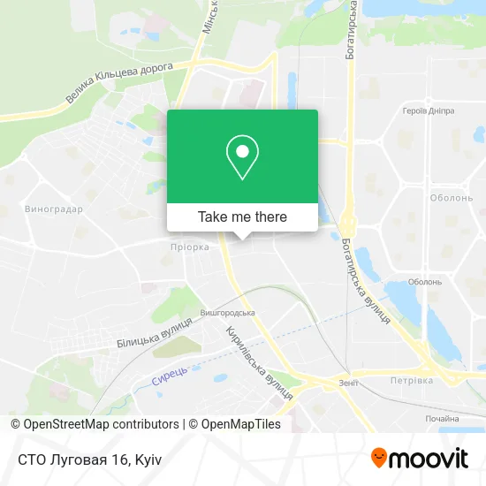 Карта СТО Луговая 16