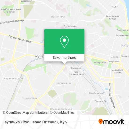 Карта зупинка «Вул. Івана Огієнка»
