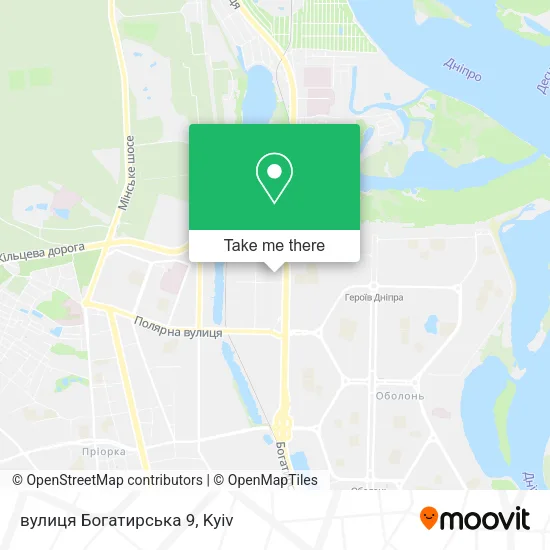Карта вулиця Богатирська 9