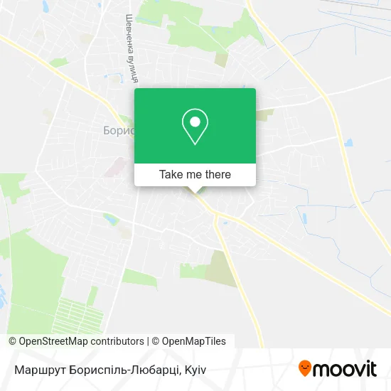Карта Маршрут Бориспіль-Любарці