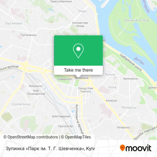 Карта Зупинка «Парк ім. Т. Г. Шевченка»