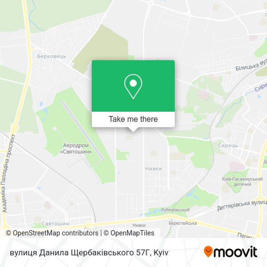 Карта вулиця Данила Щербаківського 57Г