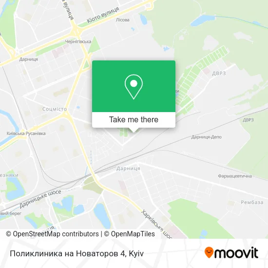 Карта Поликлиника на Новаторов 4