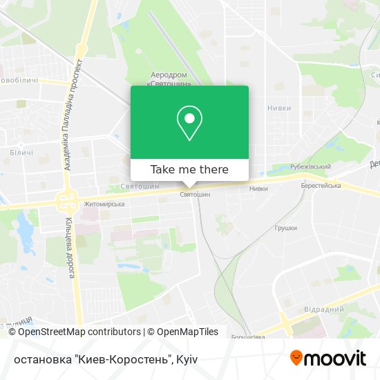 Карта остановка "Киев-Коростень"