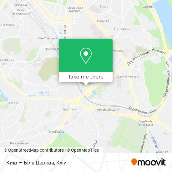 Карта Київ — Біла Церква