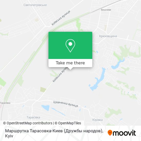 Карта Маршрутка Тарасовка-Киев (Дружбы народов)