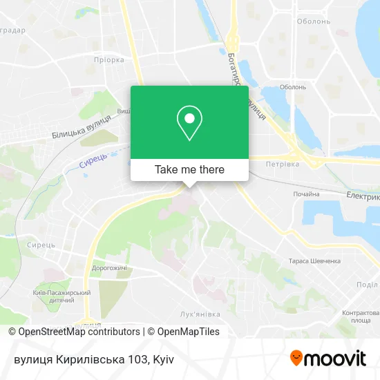 Карта вулиця Кирилівська 103