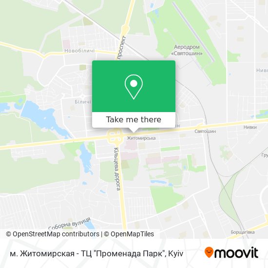 Карта м. Житомирская - ТЦ "Променада Парк"