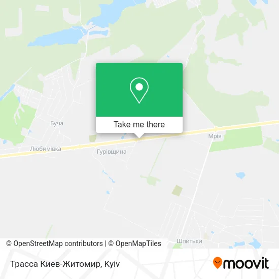 Карта Трасса Киев-Житомир