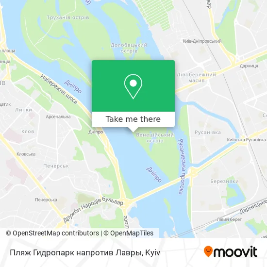 Пляж Гидропарк напротив Лавры map