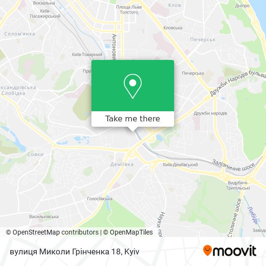 Карта вулиця Миколи Грінченка 18
