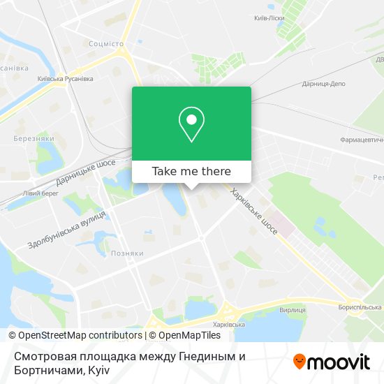 Карта Смотровая площадка между Гнединым и Бортничами