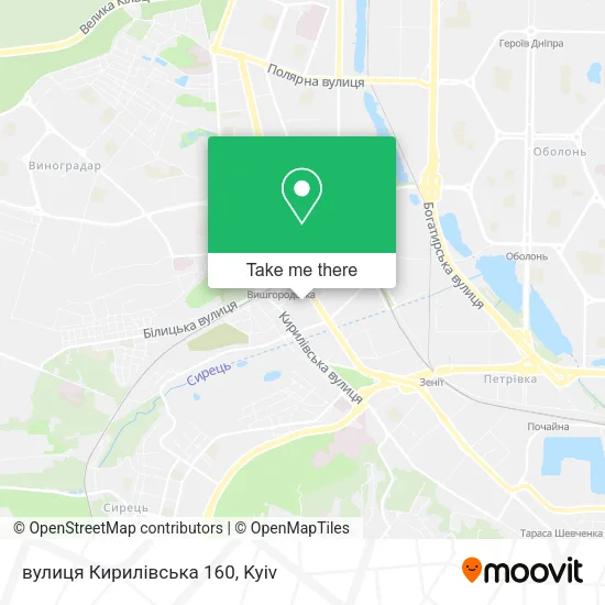 Карта вулиця Кирилівська 160