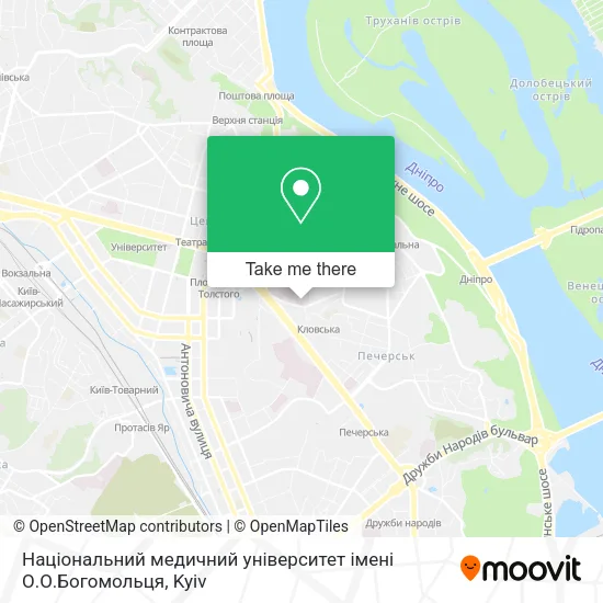 Карта Національний медичний університет імені О.О.Богомольця