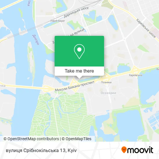 вулиця Срібнокільська 13 map