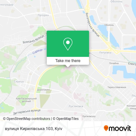 Карта вулиця Кирилівська 103