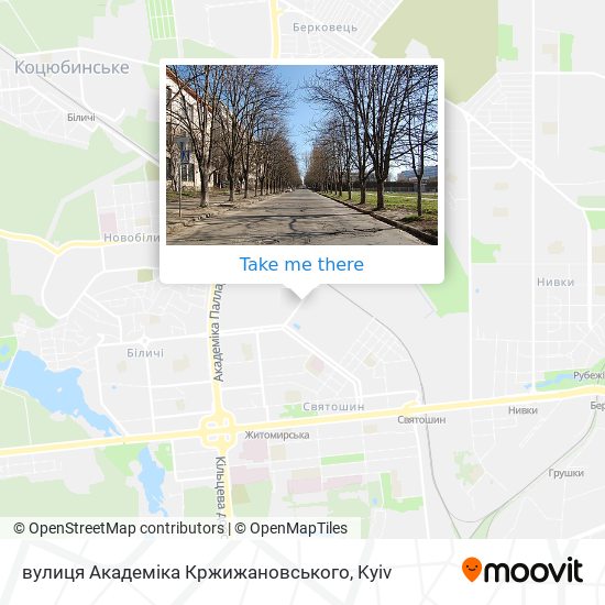 вулиця Академіка Кржижановського map