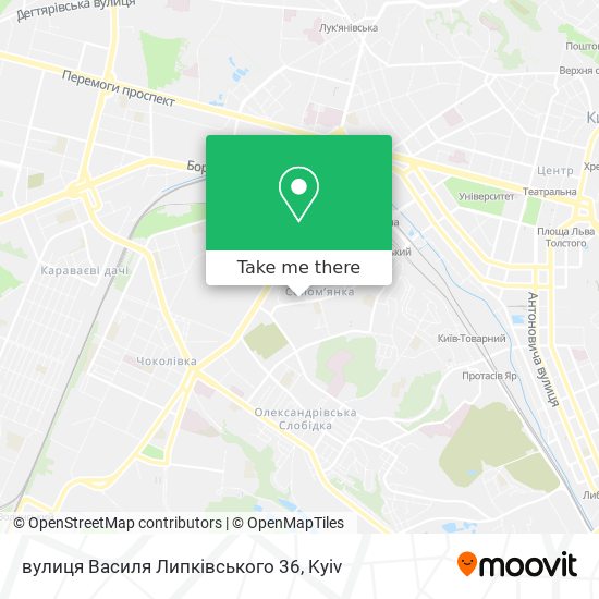 Карта вулиця Василя Липківського 36