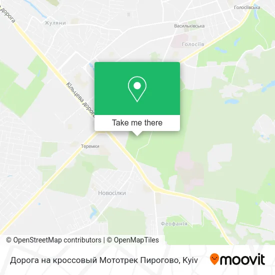 Карта Дорога на кроссовый Мототрек Пирогово