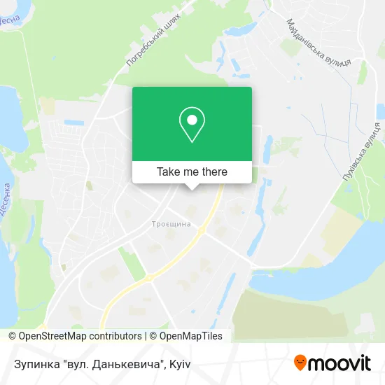Карта Зупинка "вул. Данькевича"