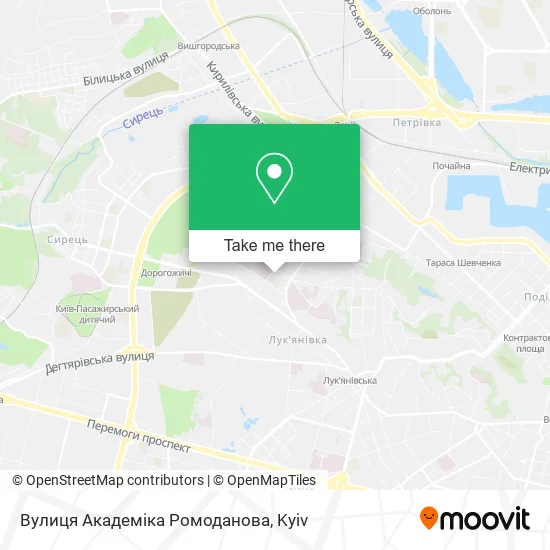 Карта Вулиця Академіка Ромоданова