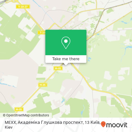 Карта MEXX, Академіка Глушкова проспект, 13 Київ