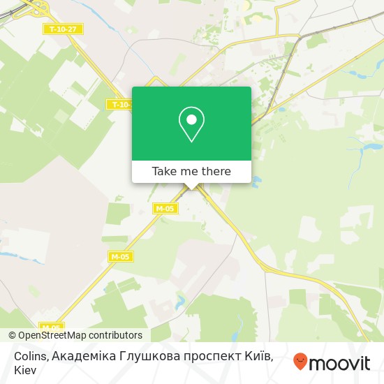 Colins, Академіка Глушкова проспект Київ map