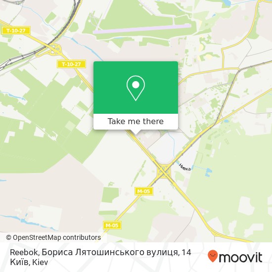 Reebok, Бориса Лятошинського вулиця, 14 Київ map