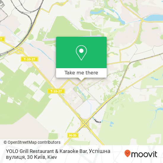 Карта YOLO Grill Restaurant & Karaoke Bar, Успішна вулиця, 30 Київ