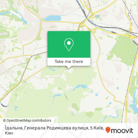 Карта Їдальня, Генерала Родимцева вулиця, 5 Київ