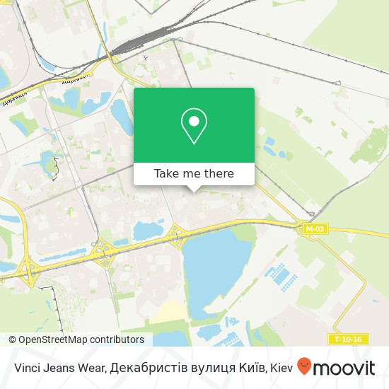 Vinci Jeans Wear, Декабристів вулиця Київ map