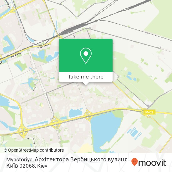 Карта Myastoriya, Архітектора Вербицького вулиця Київ 02068