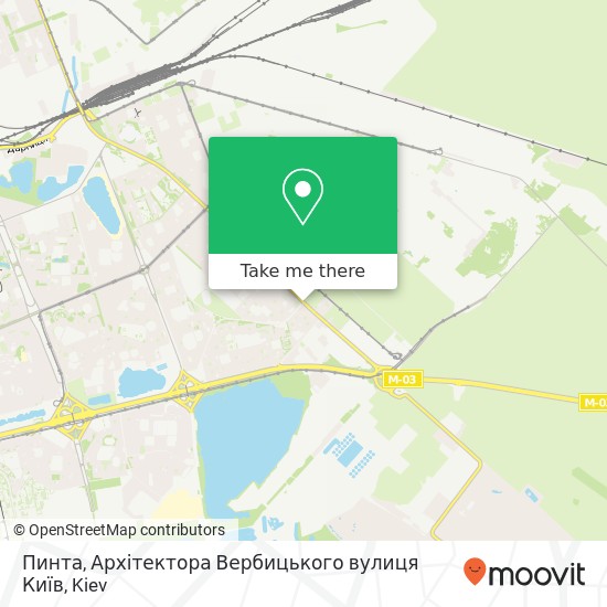 Карта Пинта, Архітектора Вербицького вулиця Київ