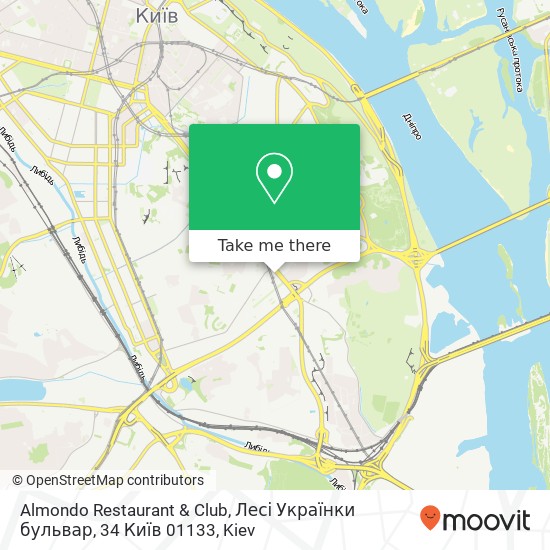 Almondo Restaurant & Club, Лесі Українки бульвар, 34 Київ 01133 map