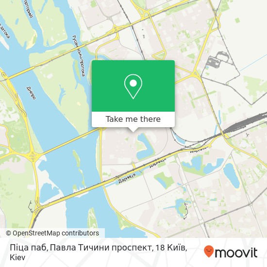 Карта Піца паб, Павла Тичини проспект, 18 Київ