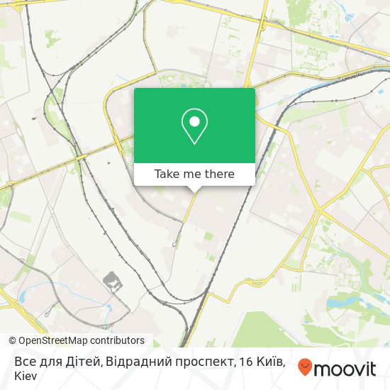 Карта Все для Дітей, Відрадний проспект, 16 Київ
