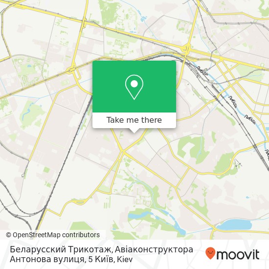 Карта Беларусский Трикотаж, Авіаконструктора Антонова вулиця, 5 Київ